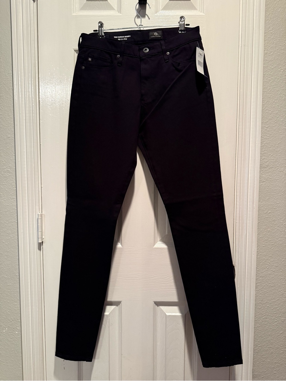 NWT AG Adriano Goldschmied The Farrah Skinny High Rise Black Jeans Size 26